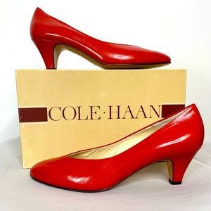 Vintage Cole Haan Red Heels Pumps Leather Dust Bags 90s Christmas Holidays
